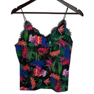 Victoria's Secret Women's Small Tropical Floral Lace Camisole Black Lingerie